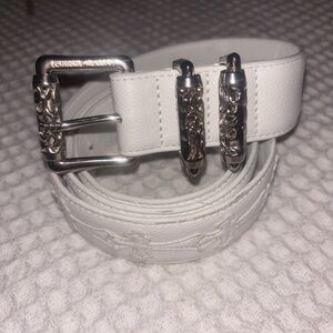 Chrome Hearts White Belt with Silver Accents